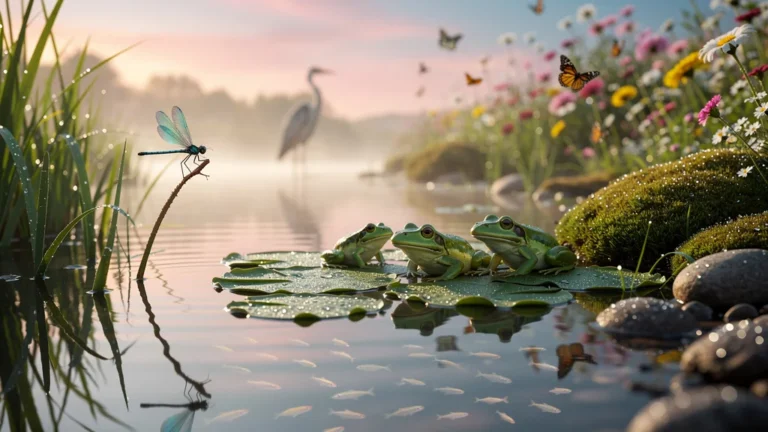 Observation de la faune révèle la santé naturelle et équilibrée d’un bassin naturel en milieu paisible