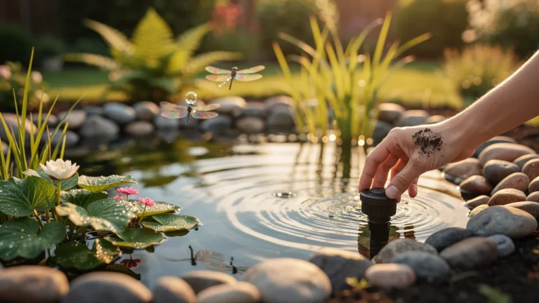 Plein air d’un bassin d’eau clair créé pour apprendre l’équilibre naturel de l’eau