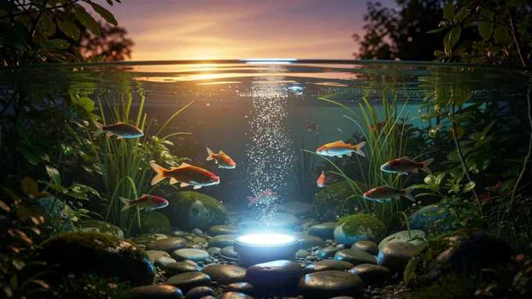 Éclairage submersible LED testé six mois dans un bassin, lumière bleue éclatante sous l'eau