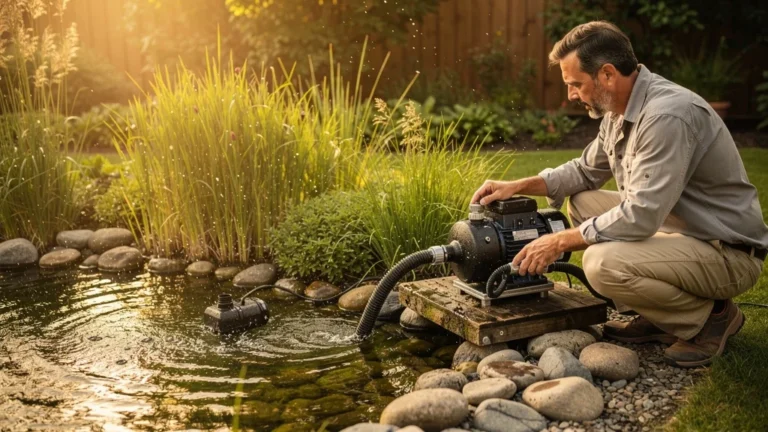 Pompe submersible ou pompe externe pour lagunage, comparaison réaliste en extérieur
