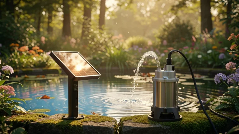 Test comparatif pompe solaire et pompe filaire pour bassin de 20 m3 au matin ensoleillé