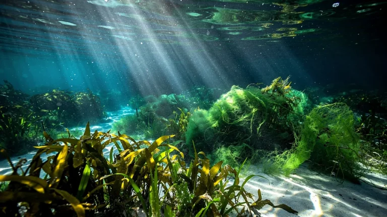 Vue sous-marine réaliste de deux profondeurs de plantation face à la prolifération d'algues vertes