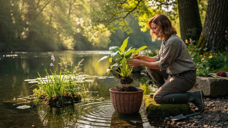 Rempoter mes plantes de berge sans vider le bassin : méthode détaillée au bord d’un jardin aquatique